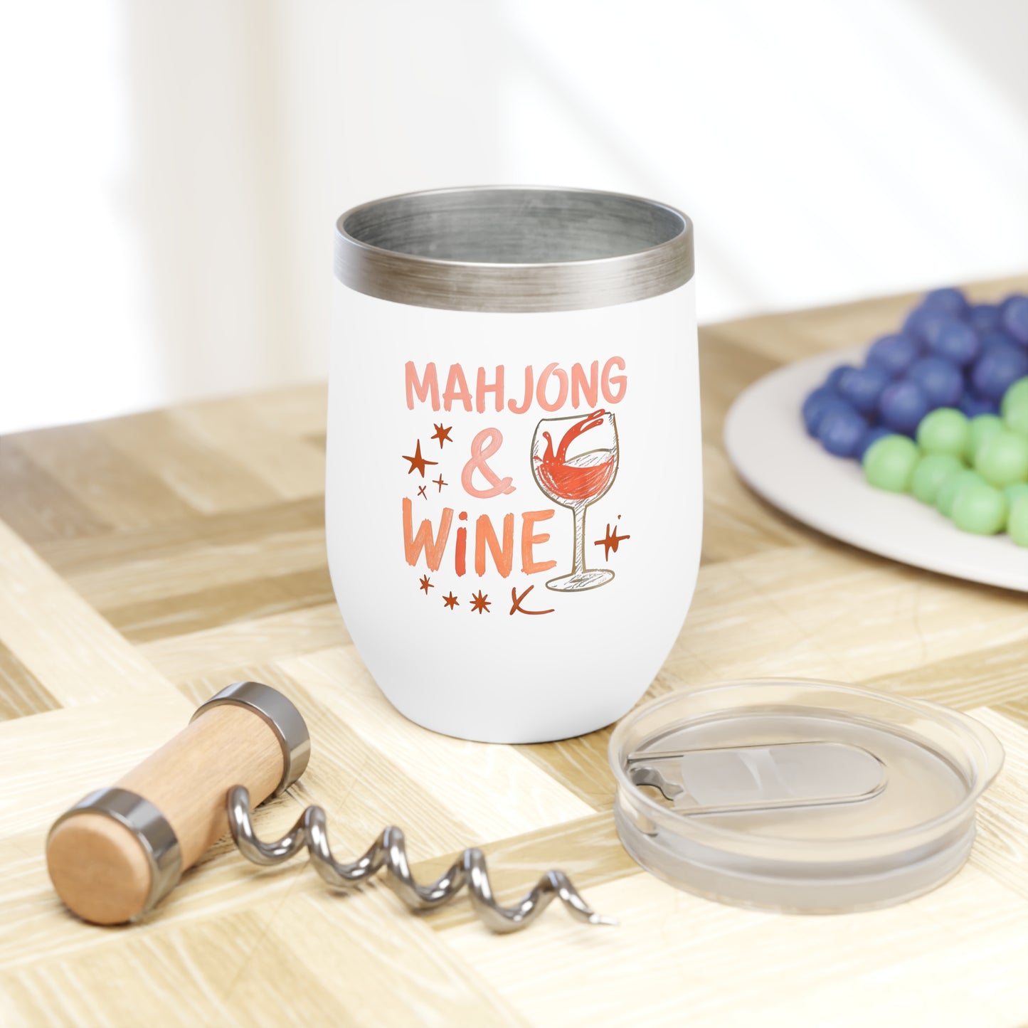 Mahjong & Wine Insulated Tumbler - Perfect for Game Nights and Cozy Evenings